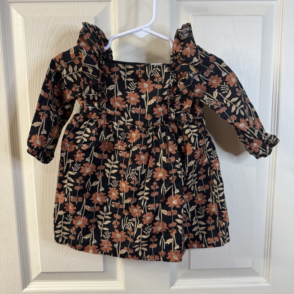 Carters Just One You‎ Baby Girl 9m Floral Long Sleeve Dress Ruffle Square Neck